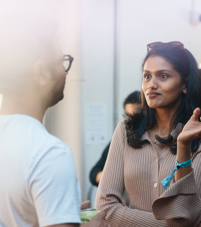 A participant making a point in conversation